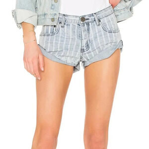 OneTeaspoon Bandits Shorts Denim Rocky Painters Striped Blue White New Size 30
